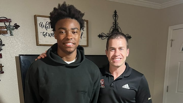 2026 3-Star WR Brayden Allen alongside Boston College offensive coordinator Will Lawing