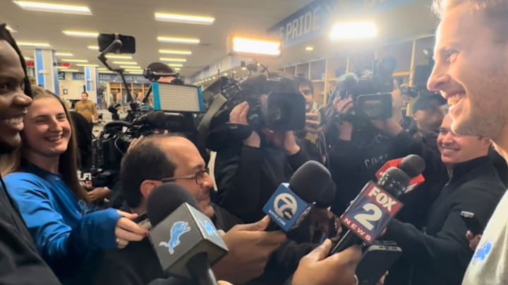 Detroit Lions Jared Goff speaks to former teammate Teddy Bridgewater Detroit Lions Jared Goff speaks to former teammate Teddy Bridgewater