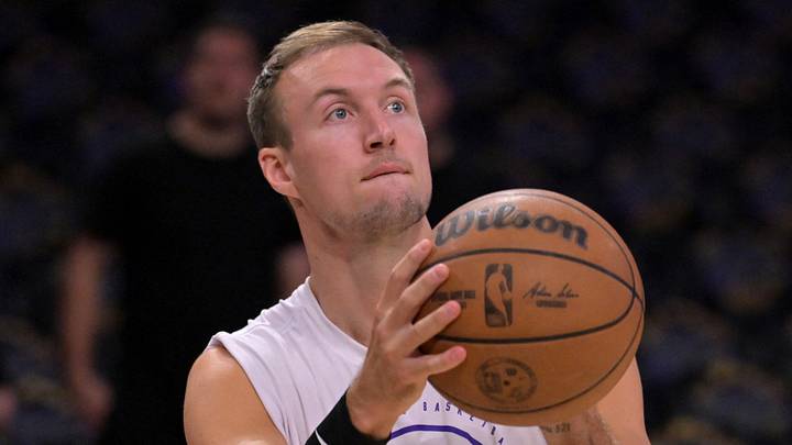 Los Angeles, California, USA; Los Angeles Lakers guard Luke Kennard (10) warms up prior to game two of the first round of the 2026 NBA Playoffs against the Houston Rockets at Crypto.com Arena on Apr 21, 2026. Los Angeles, California, USA; Los Angeles Lakers guard Luke Kennard (10) warms up prior to game two of the first round of the 2026 NBA Playoffs against the Houston Rockets at Crypto.com Arena on Apr 21, 2026.