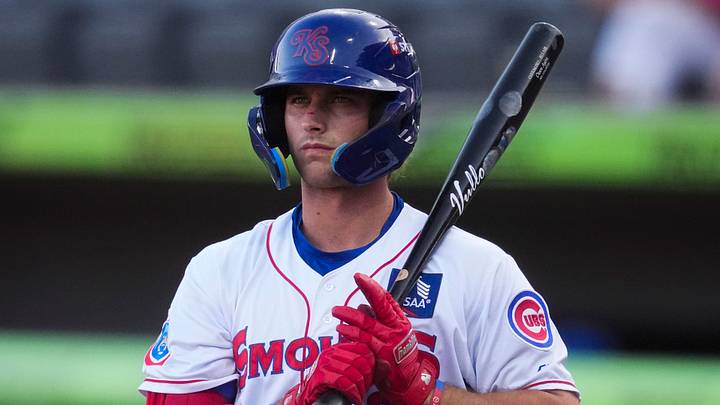 Knoxville Smokies’ Owen Ayers (6) at bat during the Minor League Baseball game against the Columbus Clingstones on July 1, 2026, in Knoxville, Tennessee.