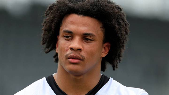 Jacksonville Jaguars safety Jalen Huskey (22) looks on during rookie minicamp at the Miller Electric Center, Saturday, May 9, 2026 in Jacksonville, Fla. Today was the second of a three day camp concluding Sunday.