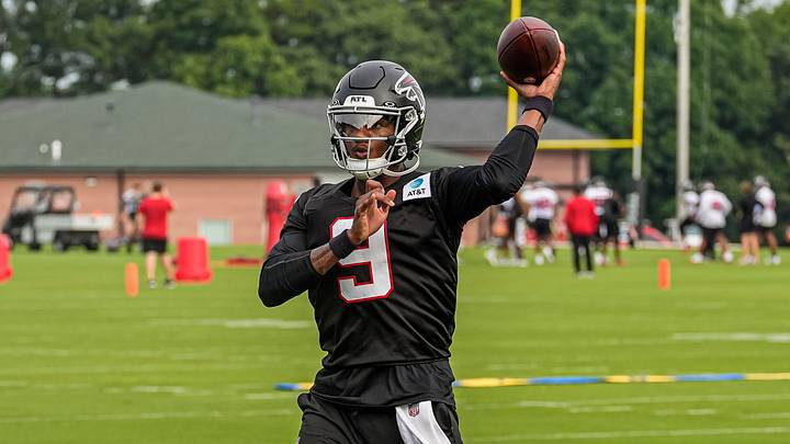 The Falcons QB is working his way back from a knee injury The Falcons QB is working his way back from a knee injury