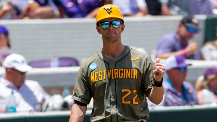 West Virginia Head Coach Steve Sabins as The LSU Tigers take on the West Virginia Mountaineers in game 1 of the 2025 NCAA Div 1 Super Regional Baseball Championship at Alex Box Stadium in Baton Rouge, LA. Saturday, June 7, 2025.