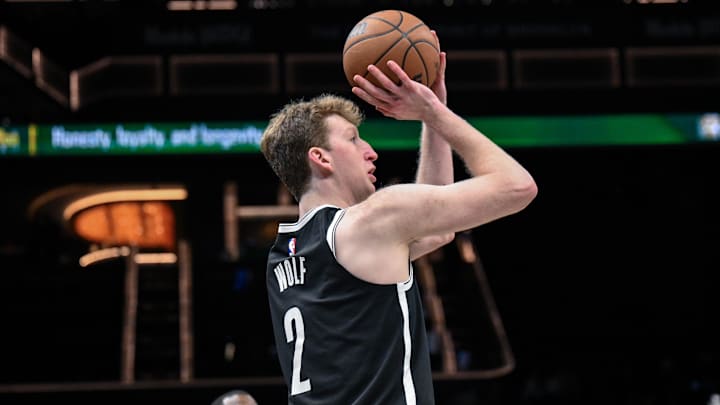 Dec 14, 2025; Brooklyn, New York, USA; Brooklyn Nets forward Danny Wolf (2) shoots the ball against the Milwaukee Bucks during the second half at Barclays Center. Mandatory Credit: John Jones-Imagn Images Dec 14, 2025; Brooklyn, New York, USA; Brooklyn Nets forward Danny Wolf (2) shoots the ball against the Milwaukee Bucks during the second half at Barclays Center. Mandatory Credit: John Jones-Imagn Images