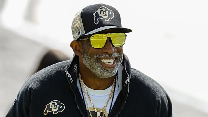 Apr 19, 2025; Boulder, CO, USA; Colorado Buffaloes head coach Deion Sanders during the spring game at Folsom Field.