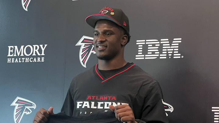 The Atlanta Falcons introduced 2025 first-round draft pick James Pearce Jr. on April 25, 2025, at IBM Performance Field.