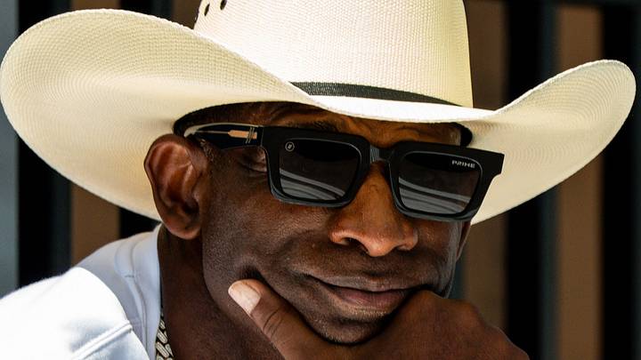 Deion Sanders takes in the second day of Cleveland Browns training camp, July 30, 2026, in Berea, Ohio. Deion Sanders takes in the second day of Cleveland Browns training camp, July 30, 2026, in Berea, Ohio.