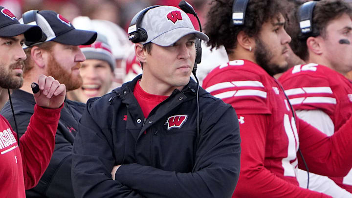 Wisconsin Badgers head coach Jim Leonhard during the first quarter of a game at Camp Randall Stadium in Madison