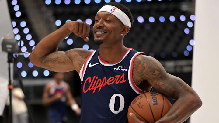 Sep 29, 2025; Inglewood, CA, USA; Los Angeles Clippers guard Bradley Beal (0) photographed during media day at Intuit Dome. Mandatory Credit: Jayne Kamin-Oncea-Imagn Images