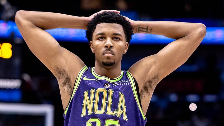New Orleans Pelicans guard Trey Murphy III (25) reacts against the LA Clippers at Smoothie King Center, Dec 30, 2024.