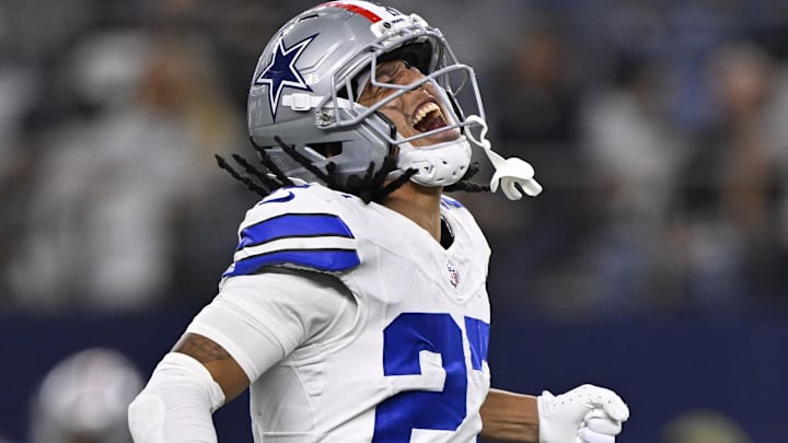 Dallas Cowboys cornerback Reddy Steward celebrates after sacking Arizona Cardinals quarterback Jacoby Brissett.
