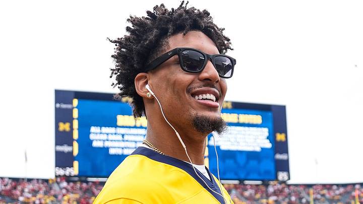 Former Michigan basketball player Yaxel Lendeborg
at Michigan Stadium in Ann Arbor ahead of the game between Michigan and Oklahoma on Saturday, Sept. 12, 2026. Former Michigan basketball player Yaxel Lendeborg
at Michigan Stadium in Ann Arbor ahead of the game between Michigan and Oklahoma on Saturday, Sept. 12, 2026.