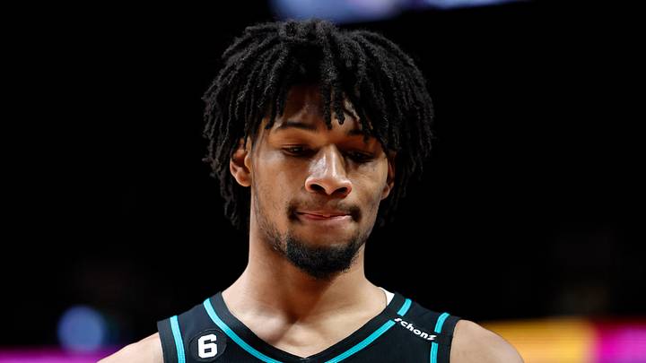 Mar 27, 2023; Portland, Oregon, USA; Portland Trail Blazers shooting guard Shaedon Sharpe (17) reacts during the second half against the New Orleans Pelicans at Moda Center. Mandatory Credit: Soobum Im-USA TODAY Sports Mar 27, 2023; Portland, Oregon, USA; Portland Trail Blazers shooting guard Shaedon Sharpe (17) reacts during the second half against the New Orleans Pelicans at Moda Center. Mandatory Credit: Soobum Im-USA TODAY Sports