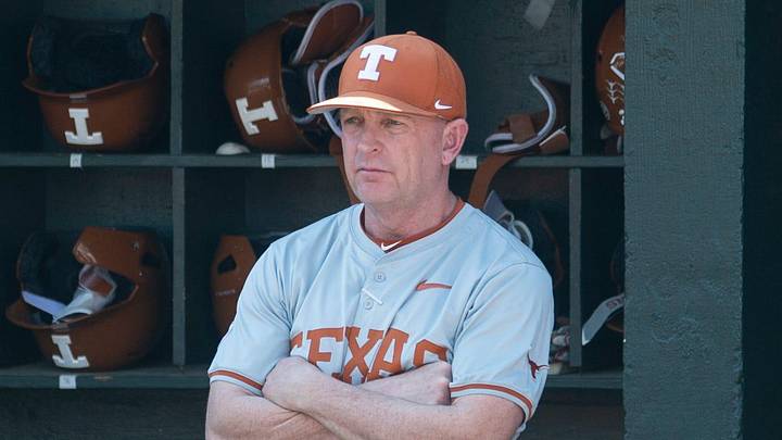 Texas Longhorns head coach Jim Schlossnagle watches n as Auburn Tigers take on Texas Longhorns at Plainsman Park in Auburn, Ala. on Sunday, March 22, 2026. Texas Longhorns head coach Jim Schlossnagle watches n as Auburn Tigers take on Texas Longhorns at Plainsman Park in Auburn, Ala. on Sunday, March 22, 2026.