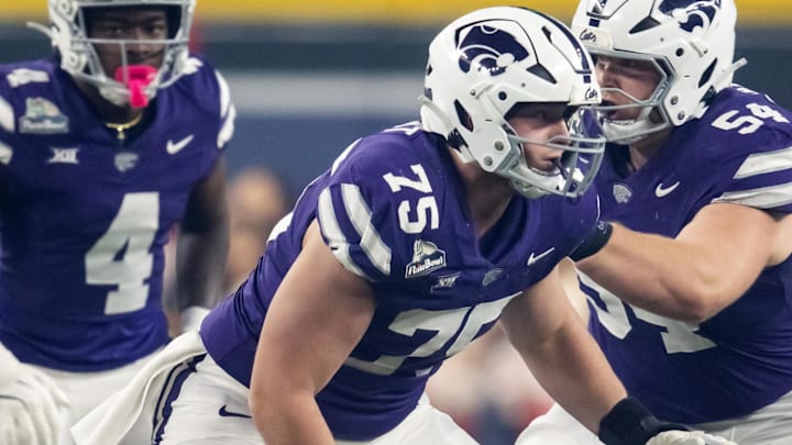 Kansas State Wildcats offensive lineman Sam Hecht against the Rutgers Scarlet Knights.