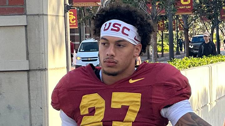 USC Trojans redshirt freshman running back Riley Wormley USC Trojans redshirt freshman running back Riley Wormley