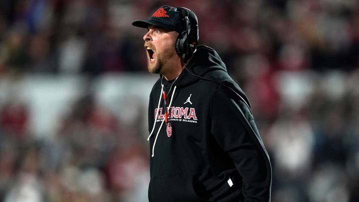 Oklahoma offensive coordinator Ben Arbuckle celebrates during a college football game between the University of Oklahoma Sooners (OU) and the LSU Tigers at Gaylord Family – Oklahoma Memorial Stadium in Norman, Okla., Saturday, Nov. 29, 2025. Oklahoma won 17-13. Oklahoma offensive coordinator Ben Arbuckle celebrates during a college football game between the University of Oklahoma Sooners (OU) and the LSU Tigers at Gaylord Family – Oklahoma Memorial Stadium in Norman, Okla., Saturday, Nov. 29, 2025. Oklahoma won 17-13.