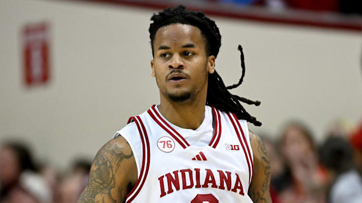 Indiana Hoosiers guard Lamar Wilkerson (3) celebrates against the Oregon Ducks at Simon Skjodt Assembly Hall. Indiana Hoosiers guard Lamar Wilkerson (3) celebrates against the Oregon Ducks at Simon Skjodt Assembly Hall.
