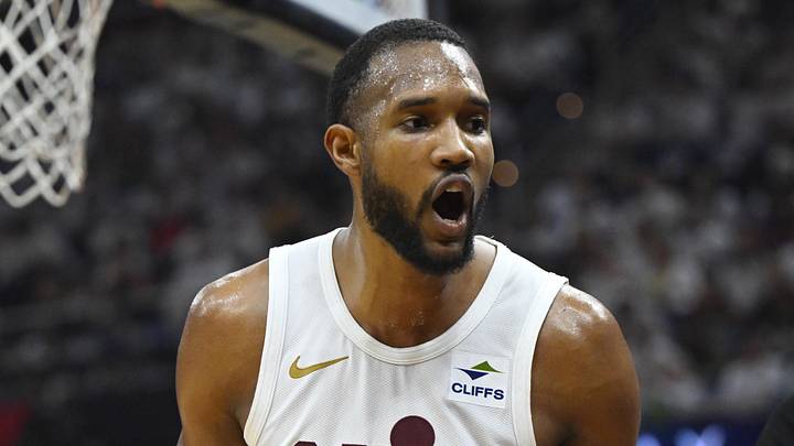 May 11, 2024; Cleveland, Ohio, USA; Cleveland Cavaliers forward Evan Mobley (4) in the second quarter of game three of the second round of the 2024 NBA playoffs reacts against the Boston Celtics at Rocket Mortgage FieldHouse. Mandatory Credit: David Richard-Imagn Images May 11, 2024; Cleveland, Ohio, USA; Cleveland Cavaliers forward Evan Mobley (4) in the second quarter of game three of the second round of the 2024 NBA playoffs reacts against the Boston Celtics at Rocket Mortgage FieldHouse. Mandatory Credit: David Richard-Imagn Images