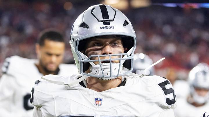 Las Vegas Raiders linebacker Cody Lindenberg against the Arizona Cardinals. Las Vegas Raiders linebacker Cody Lindenberg against the Arizona Cardinals.