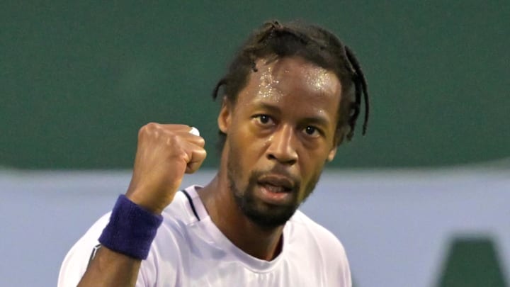 Gael Monfils reacts after winning a point Gael Monfils reacts after winning a point