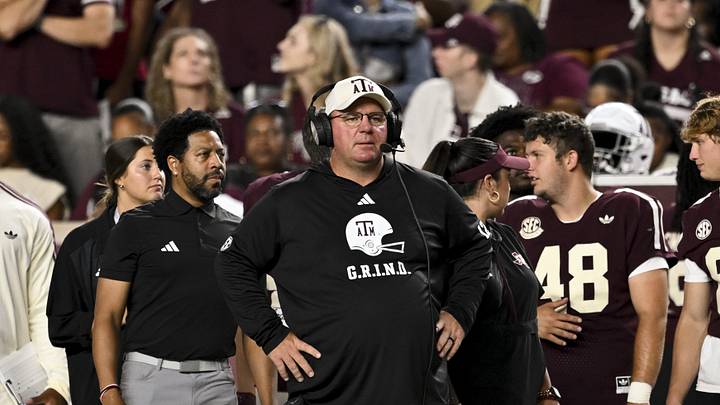 Texas A&M Aggies head coach Mike Elko looks on during the third quarter against the Florida Gators at Kyle Field. Texas A&M Aggies head coach Mike Elko looks on during the third quarter against the Florida Gators at Kyle Field.