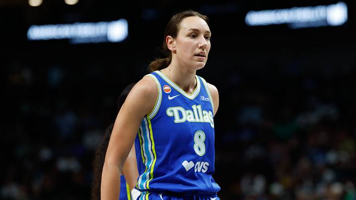 Aug 7, 2026; Dallas, Texas, USA; Dallas Wings forward Alanna Smith (8) reacts after a play against the Golden State Valkyries during the first half at American Airlines Center. Mandatory Credit: Chris Jones-Imagn Images Aug 7, 2026; Dallas, Texas, USA; Dallas Wings forward Alanna Smith (8) reacts after a play against the Golden State Valkyries during the first half at American Airlines Center. Mandatory Credit: Chris Jones-Imagn Images