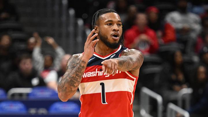 Oct 26, 2025; Washington, District of Columbia, USA; Washington Wizards forward Cam Whitmore (1) reacts after a play against the Charlotte Hornets during the first quarter at Capital One Arena. Mandatory Credit: Rafael Suanes-Imagn Images Oct 26, 2025; Washington, District of Columbia, USA; Washington Wizards forward Cam Whitmore (1) reacts after a play against the Charlotte Hornets during the first quarter at Capital One Arena. Mandatory Credit: Rafael Suanes-Imagn Images