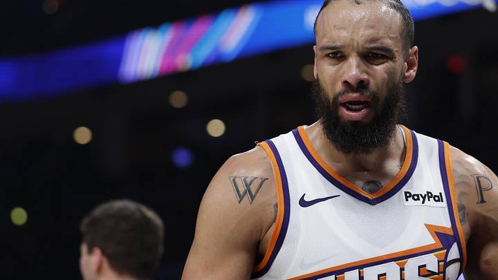 Apr 22, 2026; Oklahoma City, Oklahoma, USA; Phoenix Suns forward Dillon Brooks (3) reacts after a play against the Oklahoma City Thunder in the second half during game two of the first round of the 2026 NBA Playoffs at Paycom Center. Mandatory Credit: Alonzo Adams-Imagn Images Apr 22, 2026; Oklahoma City, Oklahoma, USA; Phoenix Suns forward Dillon Brooks (3) reacts after a play against the Oklahoma City Thunder in the second half during game two of the first round of the 2026 NBA Playoffs at Paycom Center. Mandatory Credit: Alonzo Adams-Imagn Images
