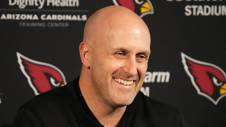 Arizona Cardinals general manager Monti Ossenfort during an NFL pre-draft press conference at the Cardinals Dignity Health Training Center in Tempe on April 18, 2024. Arizona Cardinals general manager Monti Ossenfort during an NFL pre-draft press conference at the Cardinals Dignity Health Training Center in Tempe on April 18, 2024.