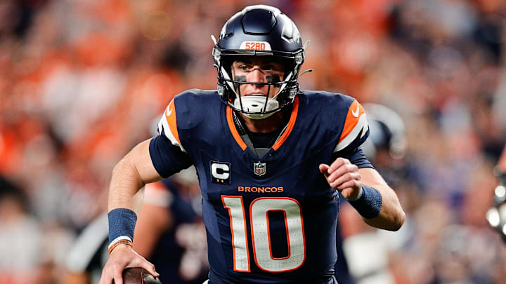 Sep 29, 2025; Denver, Colorado, USA; Denver Broncos quarterback Bo Nix (10) runs with the ball during the first quarter against the Cincinnati Bengals at Empower Field at Mile High. Sep 29, 2025; Denver, Colorado, USA; Denver Broncos quarterback Bo Nix (10) runs with the ball during the first quarter against the Cincinnati Bengals at Empower Field at Mile High.
