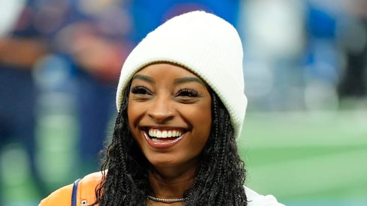 Simone Biles at Chicago Bears and Detroit Lions game on Thanksgiving Day Simone Biles at Chicago Bears and Detroit Lions game on Thanksgiving Day