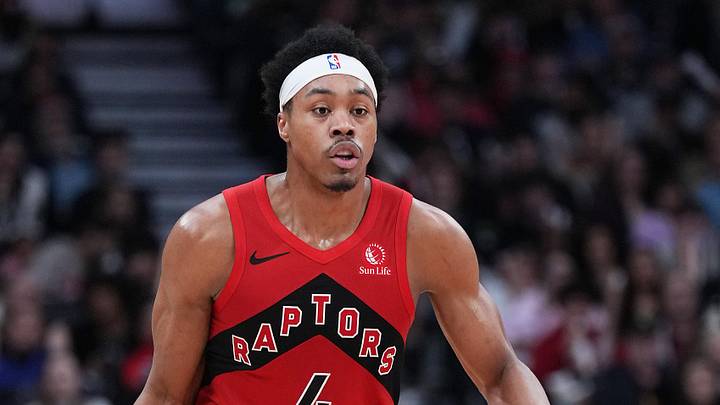Mar 29, 2026; Toronto, Ontario, CAN; Toronto Raptors forward Scottie Barnes (4) dribbles the ball up court against the Orlando Magic during the third quarter at Scotiabank Arena. Mandatory Credit: Nick Turchiaro-Imagn Images