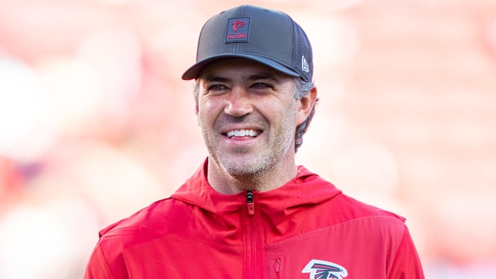 October 19, 2025; Santa Clara, California, USA; Atlanta Falcons offensive coordinator Zac Robinson Mandatory Credit: Kyle Terada-Imagn Images