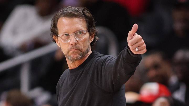 Atlanta Hawks head coach Quin Snyder coaches against the Portland Trail Blazers in the second quarter at State Farm Arena on March 1, 2026. Atlanta Hawks head coach Quin Snyder coaches against the Portland Trail Blazers in the second quarter at State Farm Arena on March 1, 2026.