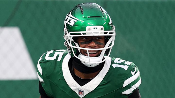 New York Jets wide receiver Adonai Mitchell reacts
