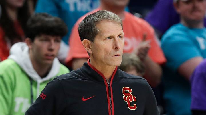 Feb 8, 2026; University Park, Pennsylvania, USA; Southern California Trojans head coach Eric Musselman looks on from the bench during the second half against the Penn State Nittany Lions at Bryce Jordan Center. Mandatory Credit: Matthew O'Haren-Imagn Images Feb 8, 2026; University Park, Pennsylvania, USA; Southern California Trojans head coach Eric Musselman looks on from the bench during the second half against the Penn State Nittany Lions at Bryce Jordan Center. Mandatory Credit: Matthew O'Haren-Imagn Images