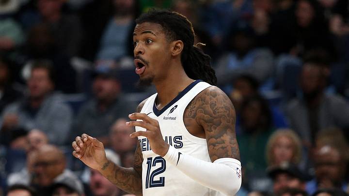 Nov 5, 2025; Memphis, Tennessee, USA; Memphis Grizzlies guard Ja Morant (12) reacts during the third quarter against the Houston Rockets at FedExForum. Mandatory Credit: Petre Thomas-Imagn Images Nov 5, 2025; Memphis, Tennessee, USA; Memphis Grizzlies guard Ja Morant (12) reacts during the third quarter against the Houston Rockets at FedExForum. Mandatory Credit: Petre Thomas-Imagn Images