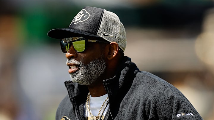 Apr 19, 2025; Boulder, CO, USA; Colorado Buffaloes head coach Deion Sanders during the spring game at Folsom Field. Mandatory Credit: Isaiah J. Downing-Imagn Images