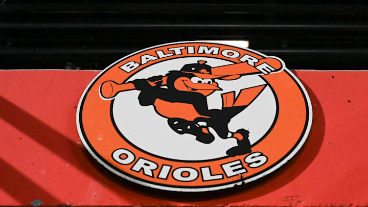 Sep 30, 2023; Baltimore, Maryland, USA; A detailed view of a Baltimore Orioles logo in the stands during the game against the Boston Red Sox at Oriole Park at Camden Yards. Mandatory Credit: Tommy Gilligan-Imagn Images Sep 30, 2023; Baltimore, Maryland, USA; A detailed view of a Baltimore Orioles logo in the stands during the game against the Boston Red Sox at Oriole Park at Camden Yards. Mandatory Credit: Tommy Gilligan-Imagn Images