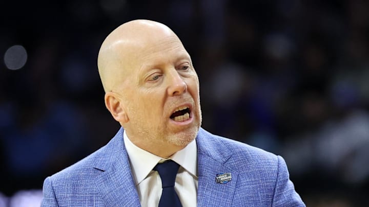 Mar 20, 2026; Philadelphia, PA, USA; UCLA Bruins head coach Mick Cronin reacts in the second half during a first round game of the men's 2026 NCAA Tournament at Xfinity Mobile Arena. Mandatory Credit: Bill Streicher-Imagn Images