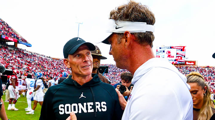 Ole Miss coach Lane Kiffin (right) and Oklahoma coach Brent Venables. Ole Miss coach Lane Kiffin (right) and Oklahoma coach Brent Venables.