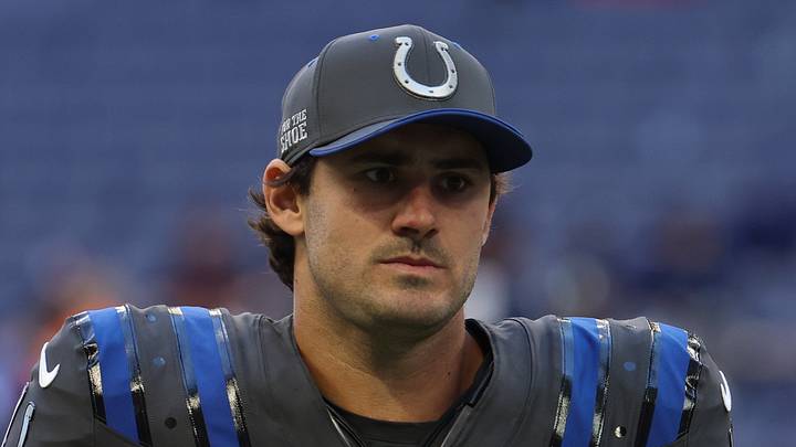 Indianapolis Colts quarterback Daniel Jones (17) leaves the field. Indianapolis Colts quarterback Daniel Jones (17) leaves the field.
