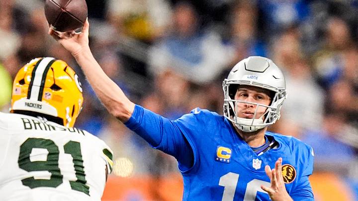 Detroit Lions quarterback Jared Goff throws the ball against pressure from Packers DT Warren Brinson. Detroit Lions quarterback Jared Goff throws the ball against pressure from Packers DT Warren Brinson.