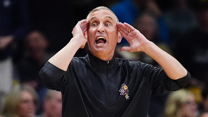 Feb 7, 2026; Boulder, Colorado, USA; Arizona State Sun Devils head coach Bobby Hurley calls out in the second half against the Colorado Buffaloes at the CU Events Center. Mandatory Credit: Ron Chenoy-Imagn Images
