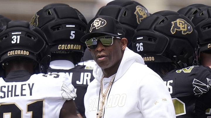 Apr 11, 2026; Boulder, CO, USA; Colorado Buffaloes head coach Deion Sanders before the start of the spring game at Folsom Field. Apr 11, 2026; Boulder, CO, USA; Colorado Buffaloes head coach Deion Sanders before the start of the spring game at Folsom Field.