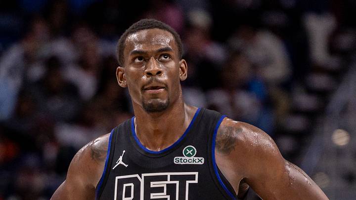 Jan 21, 2026; New Orleans, Louisiana, USA;  Detroit Pistons center Jalen Duren (0) reacts to a play against the New Orleans Pelicans during the second half at Smoothie King Center. Mandatory Credit: Stephen Lew-Imagn Images