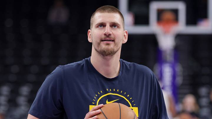 Apr 1, 2026; Salt Lake City, Utah, USA;  Denver Nuggets center Nikola Jokić (15) before the game against the Utah Jazz at Delta Center. Mandatory Credit: Chris Nicoll-Imagn Images
