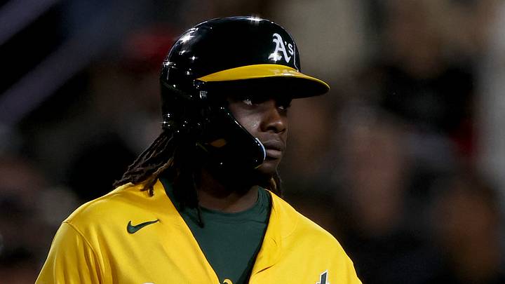 Sep 26, 2026; West Sacramento, California, USA; Athletics right fielder Lawrence Butler (4) walks towards the dugout after scoring a run against the Houston Astros during the fourth quarter at Sutter Health Park. Mandatory Credit: Dennis Lee-Imagn Images Sep 26, 2026; West Sacramento, California, USA; Athletics right fielder Lawrence Butler (4) walks towards the dugout after scoring a run against the Houston Astros during the fourth quarter at Sutter Health Park. Mandatory Credit: Dennis Lee-Imagn Images