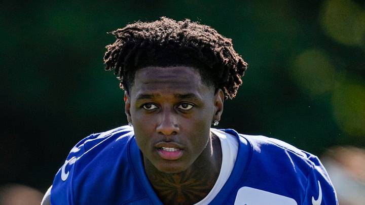 Indianapolis Colts cornerback Sauce Gardner stretches at practice Indianapolis Colts cornerback Sauce Gardner stretches at practice